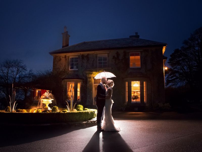 Wedding photo outside Horn of Plenty