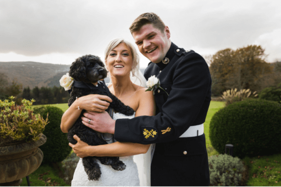 bride, groom & dog